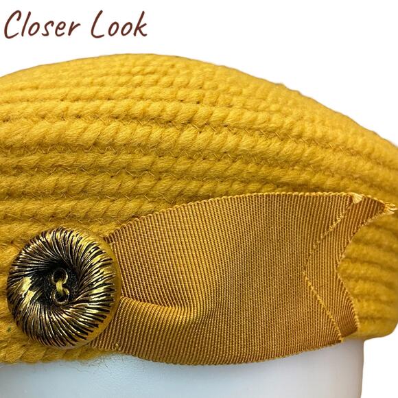 1960s Vintage Golden Yellow Pillbox Hat Everitt Original Woven Tilt Hat main image 6